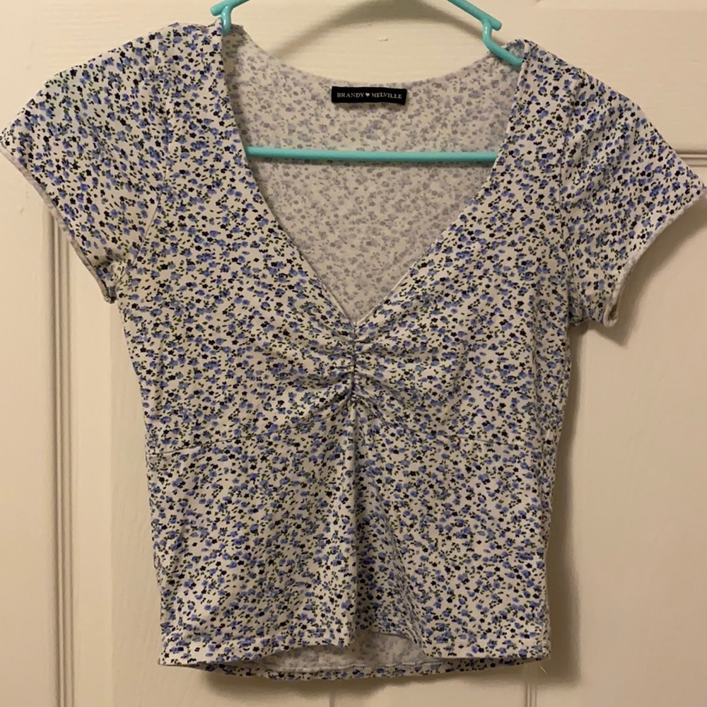 Brandy Melville Floral V-neck Top